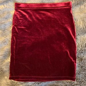 Red velvet skirt